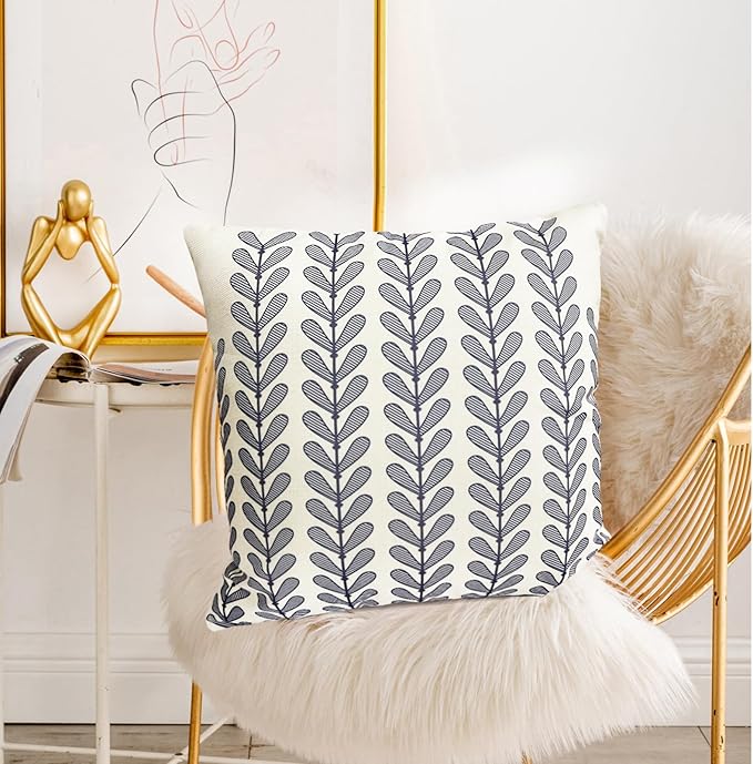 Decorative Throw Pillow Covers Set of 2 Blue Pillow Covers 16x16 Inch Throw Pillow Cover Linen Pillowcase Modern Boho Farmhouse Outdoor Pillow Covers for Couch Sofa Bed Living Room