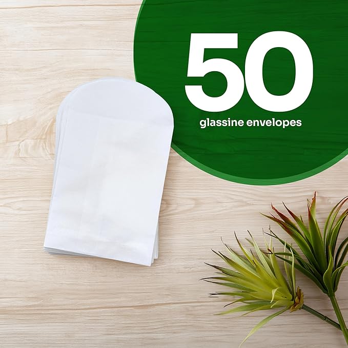 50 Set of Heart Planting Guide with Glassine Envelopes – Perfect for Seed Paper Products, Wedding Favors, and Gift Sets