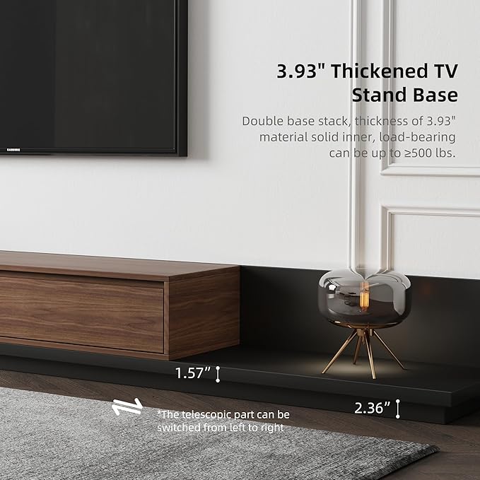 Mid-Century Modern Extendable TV Cabinet with 3 Drawers,TV Stand Adjustable from 78.7" to 130",Entertainment Center for Living Room,Walnut