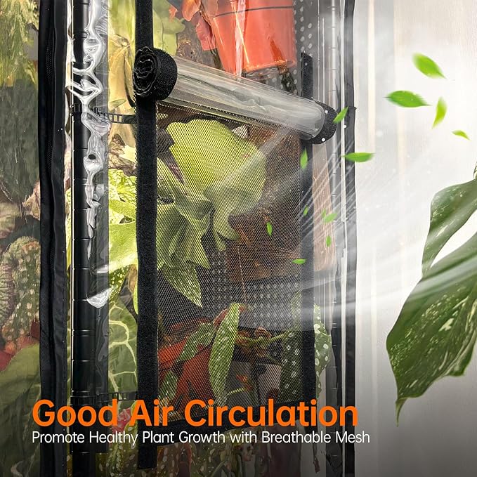 Bstrip Indoor Greenhouse with Grow Light & Pegboard, Mini Green House with Adjustable Rack and Wheels, 4 x 24W Full Spectrum Grow Light Strip for Foliage Plants, Seedling, 29.5"x13.8"x59"