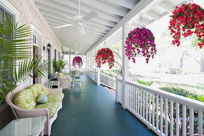 Artificial Fake Hanging Hibiscus Flowers Plants Baskets for Outdoor Decoration, Faux Silk Hibiscus Long Vines in Planter UV Resistant Realistic Flowers for Outside Porch Patio Home Decor, Pink