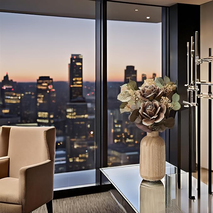 Timeless Luxe Bloom - Premium Artificial Fake Flower for Outdoor, Indoor, Garden, Home, Office, Bouquet Centerpiece Wedding, Event, Party Decoration (Majestic Midnight Roses)