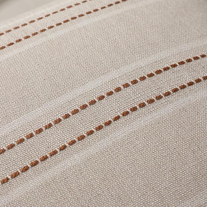 Hckot Fall Throw Pillow Covers 16x16 Set of 2 Striped Pillow Covers Textured Linen Decorative Pillows Square Cushion Covers for Sofa Couch Bed Living Room Farmhouse Decor(Rust)