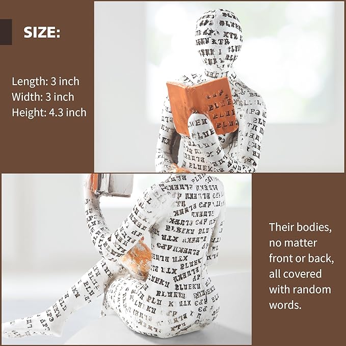 GRAPMKTG Home Decor Pulp Reading Women Thinker Statue Aesthetic Sculpture Room Decor Modern Abstract Decoration on Shelf Table Desk for Living Room Office Bedroom B