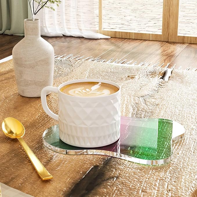 Acrylic Coaster Decorative Plates, Irregular Bar Drink Coaster, Clear Cloud Shape Coffee Cup Coaster, Perfect for Tabletop Protection and Accessories Display.(Iridescent)