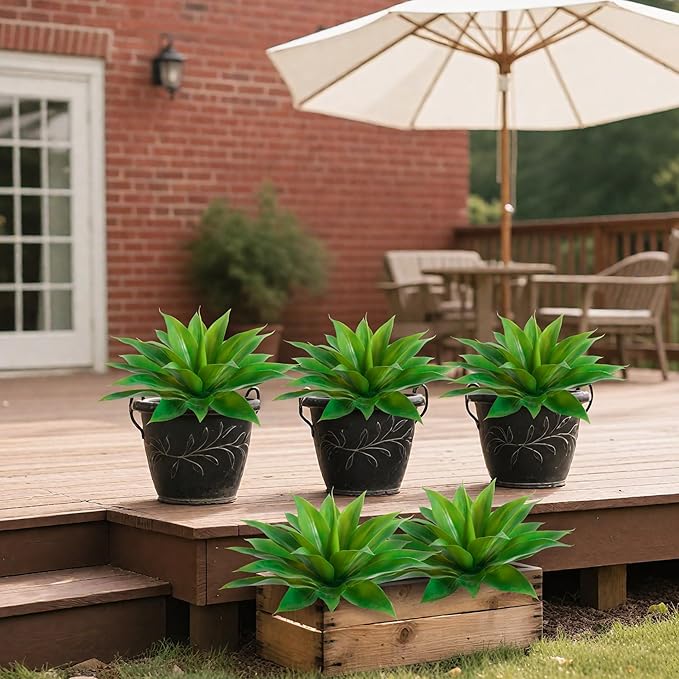 Artificial Agave Faux Agave Fake Greenery 18In Outdoor Artificial Plant Fake Plant for Indoor Home Decoration Plastic Plant Outdoor Decoration Front Porch Decor Simulation Tree 2Pack(Green)