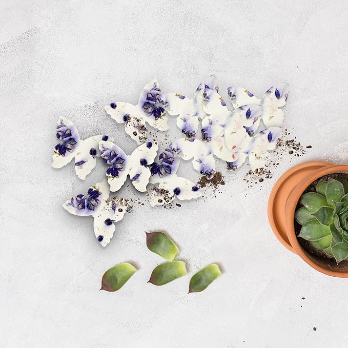 50 pcs Large Seed Paper – Purple Plantable Wildflower Butterflies for Bridal Shower, Wedding Gift, Birthday, Mother's Day & Other Milestone Celebrations