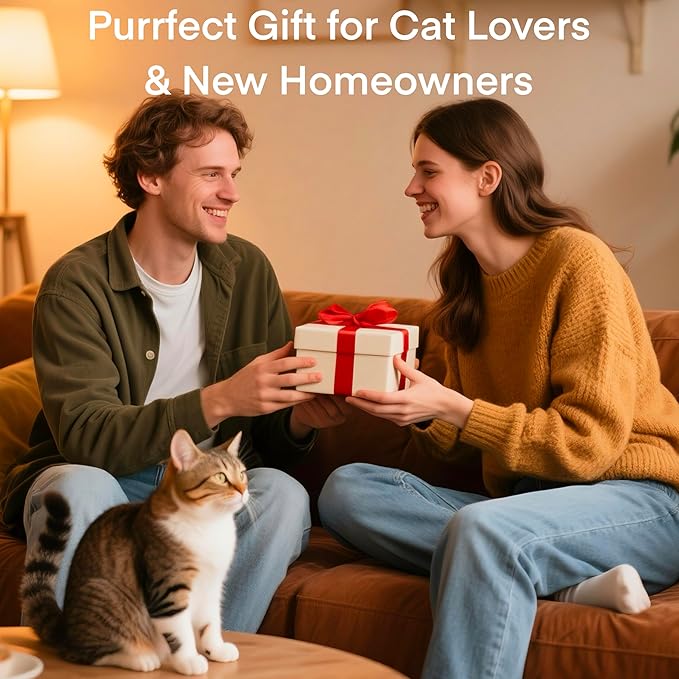 Black Cat Coasters Set of 6 with Holder - Ceramic Drink Coasters & Wall Art, Cute Home Decor for Cat Lovers, Kitchen, Living Room, Coffee Bar - Housewarming Gifts