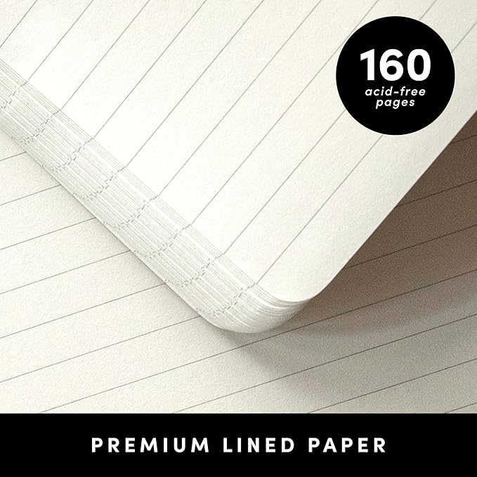 PAPERAGE Lined Journal Notebook, (Yellow), 160 Pages, Medium 5.6 in x 8 in - 100 GSM Thick Paper – Hardcover Journaling Notebook for Work, School & Note Taking