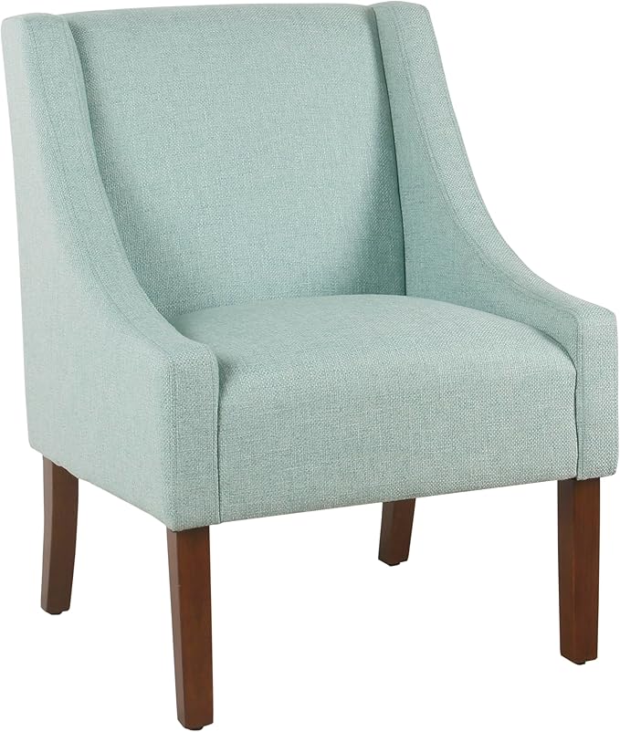 Homepop Home Decor | Upholstered Classic Swoop Arm Accent Chair | Accent Chairs for Living Room & Bedroom | Decorative Home Furniture, Aqua