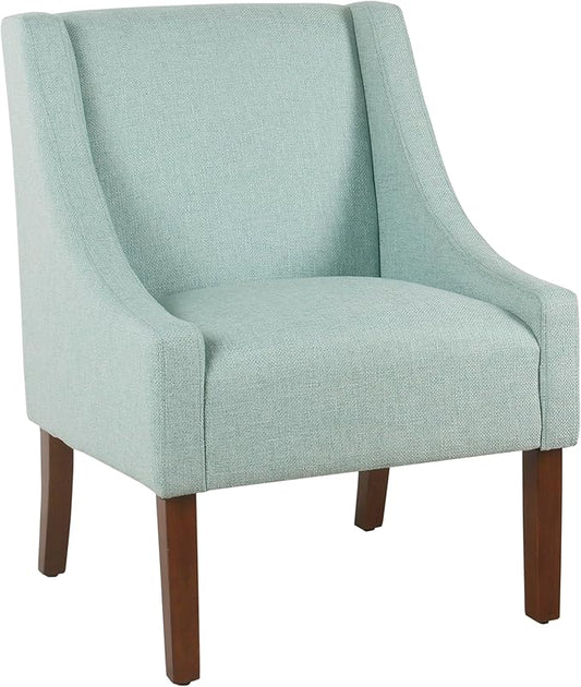 Homepop Home Decor | Upholstered Classic Swoop Arm Accent Chair | Accent Chairs for Living Room & Bedroom | Decorative Home Furniture, Aqua