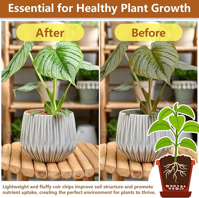 Legigo 10 Pack Coco Husk Chips- 11 LB 100% Organic Coconut Coir Chips Brick Potting Soil Mix with Low EC & PH Balance, Compressed Coconut Substrate Coco Chips Mulch Medium for Garden, Flowers, Plants