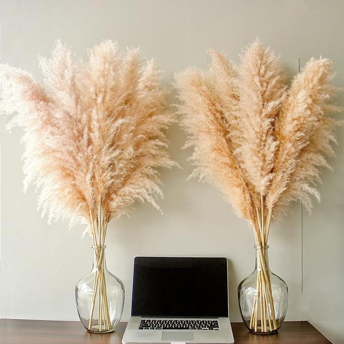 40" inch 10 Stems Natural Pampas Grass Decor Tall, pompas Grass, Tall Pampas Grass for Wedding, Party, Farmhouse, Boho Home Decor
