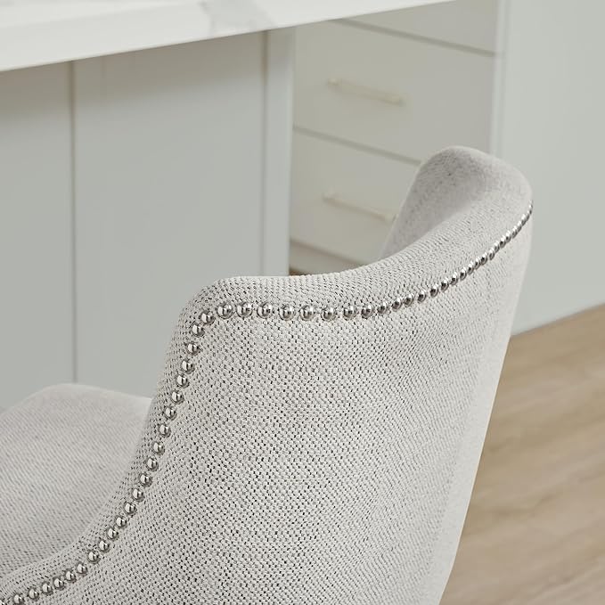 CHITA Counter Height Swivel Bar Stools Set of 2, FSC Certified Upholstered Counter Stools, Modern Swivel Barstools with Wood Legs for Kitchen Island, 30" Seat Height, Fabric in Ivory