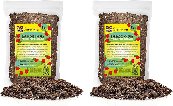 Barbados Cherry Plant Potting Soil - All-Natural Blend for Thriving Cherry Plants - Boosts Root Health and Flavorful Harvests - 10 Quart