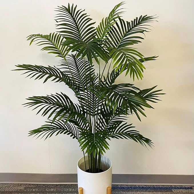 6ft Tall Artificial Areca Palm Trees – Set of 2 | 19-Trunk Real Touch Fake Palm with Natural Moss & Pot | Lifelike Faux Plants for Home, Office, or Patio Indoor/Outdoor Decor