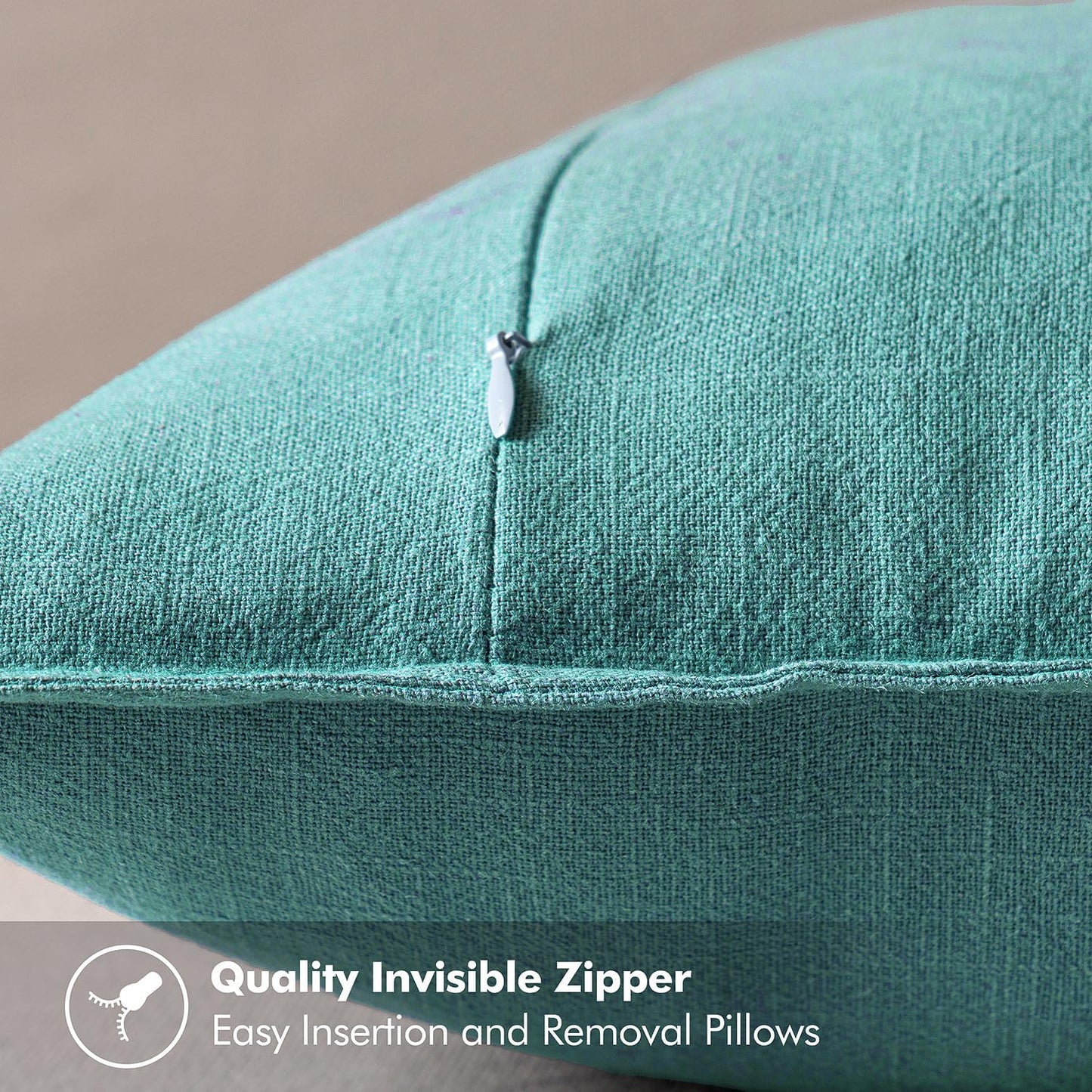 MIULEE Decorative Linen Pillow Covers 20x20 Inch Turquoise Boho Farmhouse Neutral Couch Throw Pillows for Bed Pack of 2 Accent Coastal Modern Pillowcase Summer Sofa Livingroom Home Decor