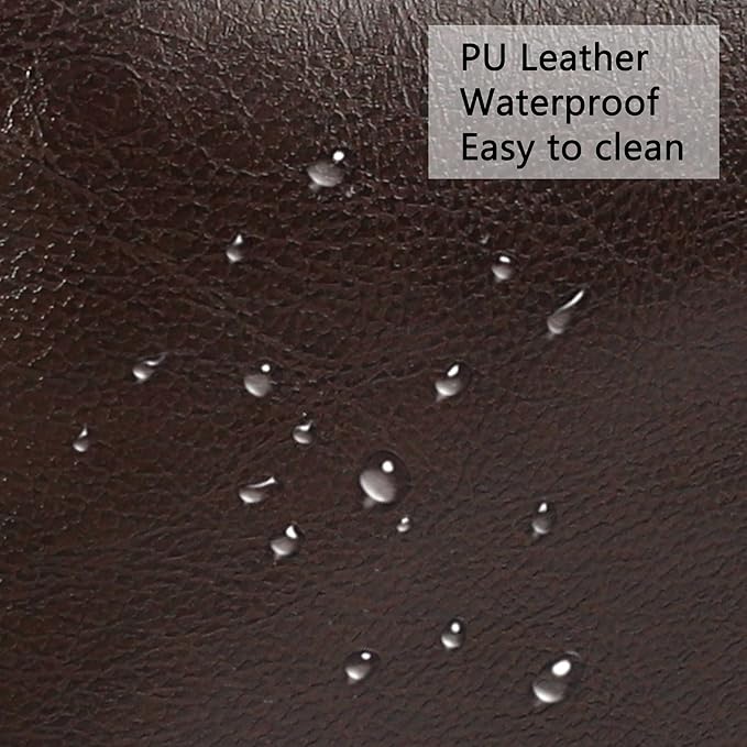 LSSPAID Counter Height Bar Stools Set of 4, 24.8 Inch Pu Upholstered Barstools, Kitchen Island Chairs with Bronze Nail Backrest and Solid Wood Legs for Kitchen Pub Home Cafe, Brown