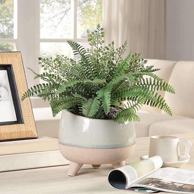 Artificial Boston Fern Plants Bushes Faux Plants Shrubs Greenery for House, Office, Garden, Inddor and Outdoor Decor (Standard)