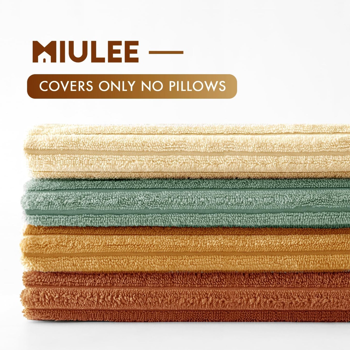MIULEE Boho Farmhouse Throw Pillow Covers 18x18 Inch Set of 4 Summer Modern Natural Decorative Cushion Covers Soft Corduroy Home Decor for Couch Bed Sofa Living Room Orange Teal Gradient Series