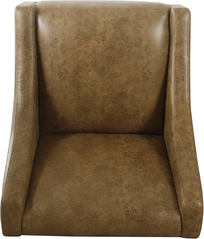 HomePop Modern Swoop Arm Accent Chair - Distressed Brown Faux Leather