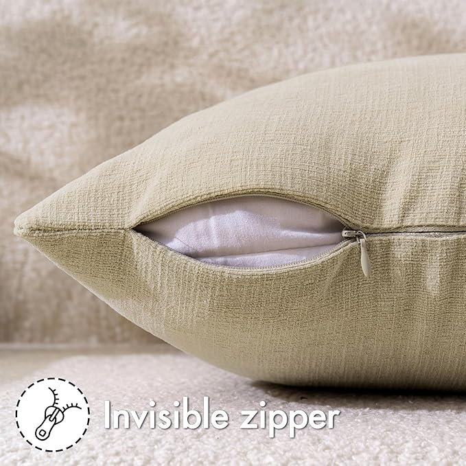 MIULEE Ivory Couch Pillow Covers 20x20 Inch, Set of 2 Soft Chenille Decorative Square Throw Pillow Covers Farmhouse for Sofa Living Room Bed