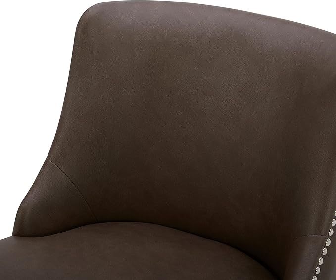 CHITA Counter Height Swivel Bar Stools Set of 2, FSC Certified Upholstered Counter Stools, Modern Swivel Barstools with Wood Legs for Kitchen Island, 26" Seat Height, Faux Leather in Chocolate