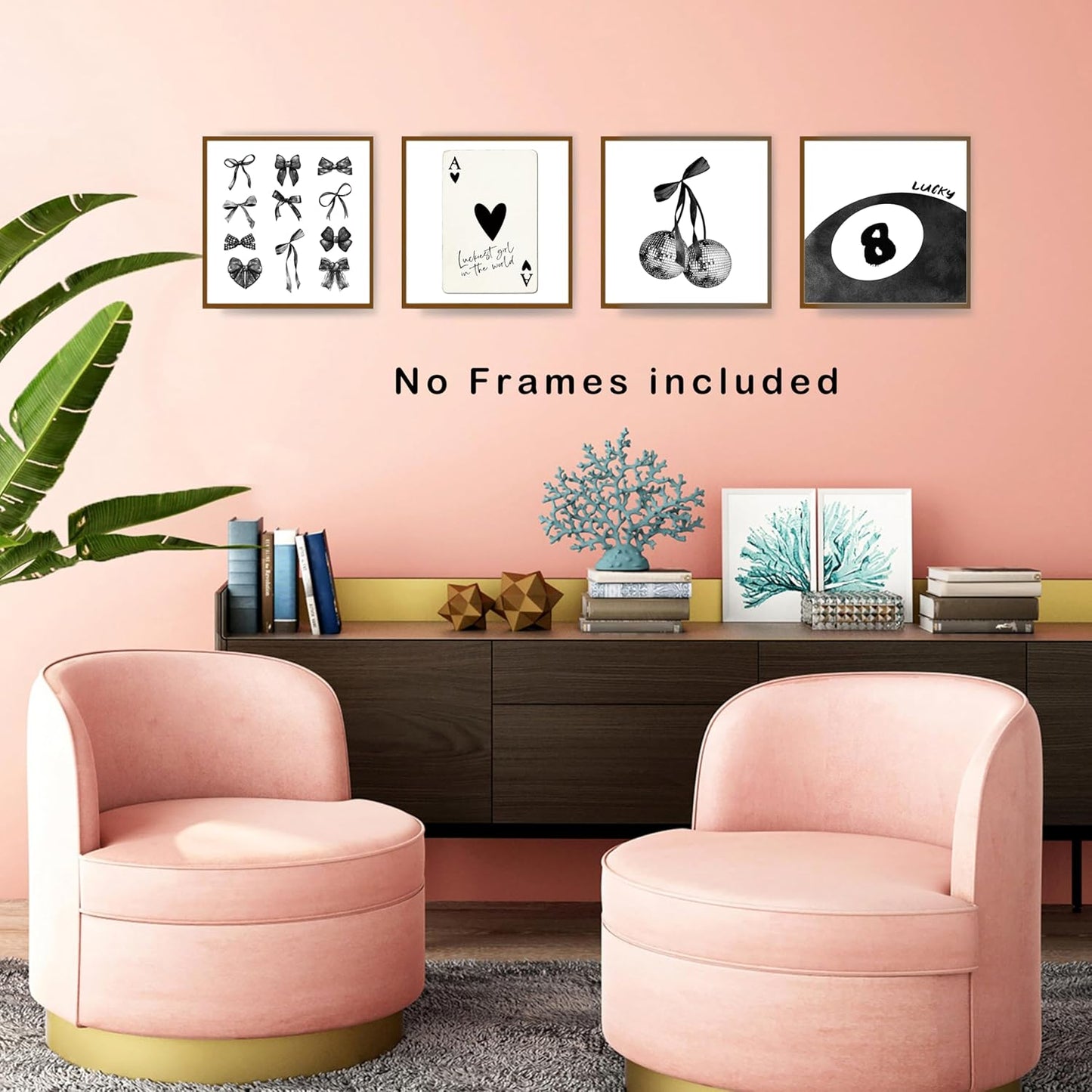 okaxscm Black Coquette Trendy Preppy Wall Art Prints Set of 4,Coquette Room Decor,Preppy Room Decor Aesthetic, Black Bow Disco 8 Ball Cherry Wall Decor Posters for Girls Bedroom Dorm, 10x10 Unframed