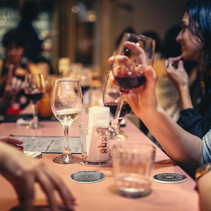 Trillionn 12 Pack Felt Cup Coasters for Drink, Absorbent Coasters for Coffee, Ethnic Pattern Design