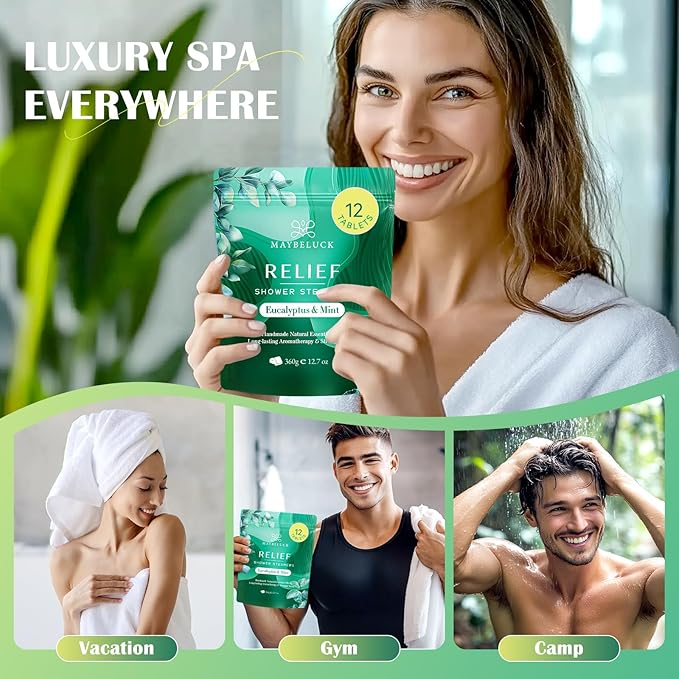 Eucalyptus Mint Shower Steamers 12 Pack - Eucalyptus for Shower, White Elephant Gifts, Stocking Stuffers for Adults, Christmas Gifts & Aromatherapy Birthday Gifts for Women Men Mom