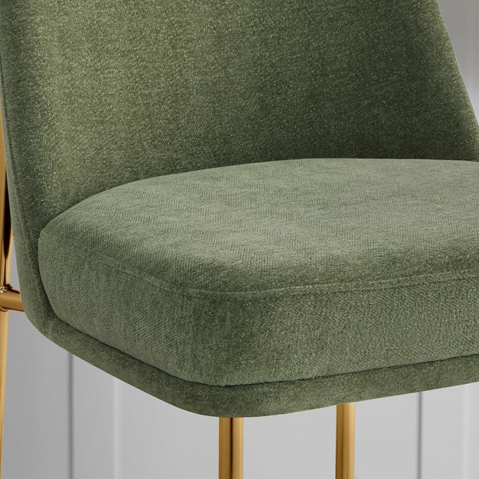 CHITA Counter Height Bar Stools Set of 2, FSC Certified Metal Barstools for Kitchen Island, 27" H Seat Height, Fabric, Green