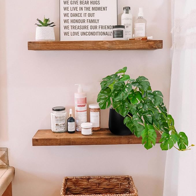 DILATATA Fake Plants Indoor 8 Inch Artificial Monstera Plant in Black Ceramic Pot - Faux Potted Tropical Palm Plant for Home Aesthetic Decor Living Room Shelf Office