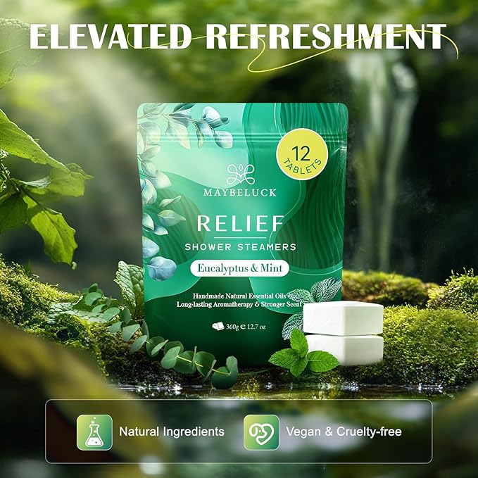 Eucalyptus Mint Shower Steamers 12 Pack - Eucalyptus for Shower, White Elephant Gifts, Stocking Stuffers for Adults, Christmas Gifts & Aromatherapy Birthday Gifts for Women Men Mom