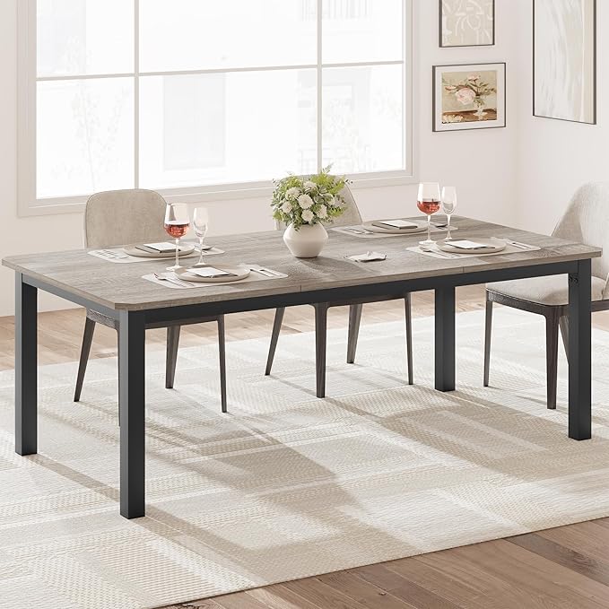 GAOMON 78.7 Inch Long Kitchen Table for 6-8, Dining Room Table for Kitchen Living Room, Large Rectangular Dinner Tables, Industrial Indoor Restaurant Tables with Sturdy Metal Frame(Only Table)