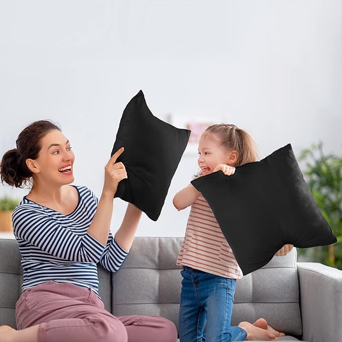 Utopia Bedding Throw Pillows Insert (Pack of 2, Black) - 18 x 18 Inches Bed and Couch Pillows - Indoor Decorative Pillow