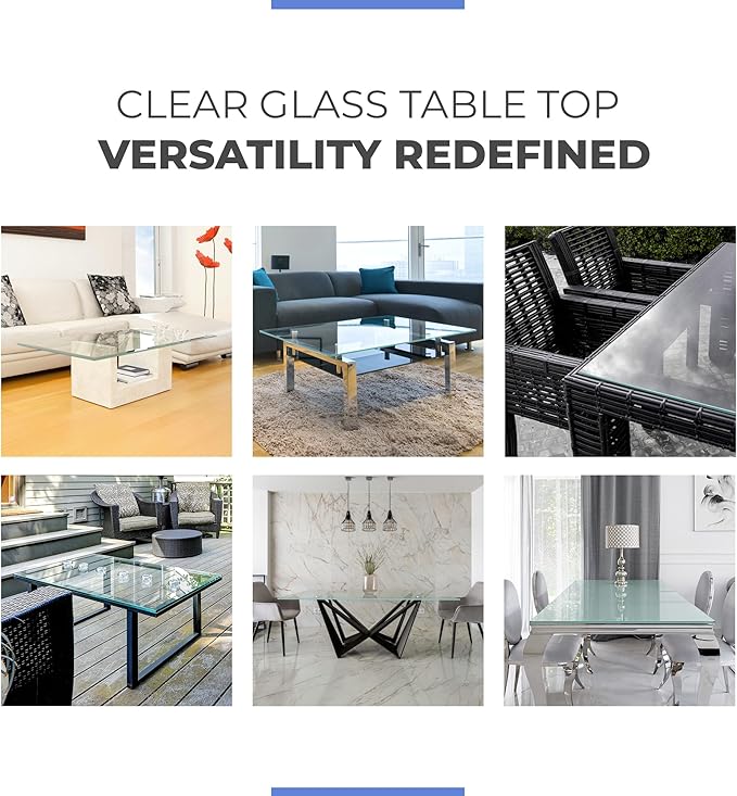 Fab Glass and Mirror Rectangle Glass Table Top, 30" x 54", Clear