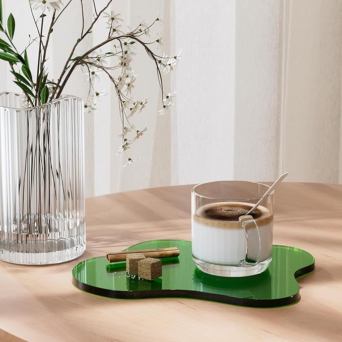 Acrylic Coaster Decorative Plates, Dark Green Bar Drink Coaster, Clear Cloud Shape Coffee Cup Coaster, Perfect for Tabletop Protection and Accessories Display.(Dark Green