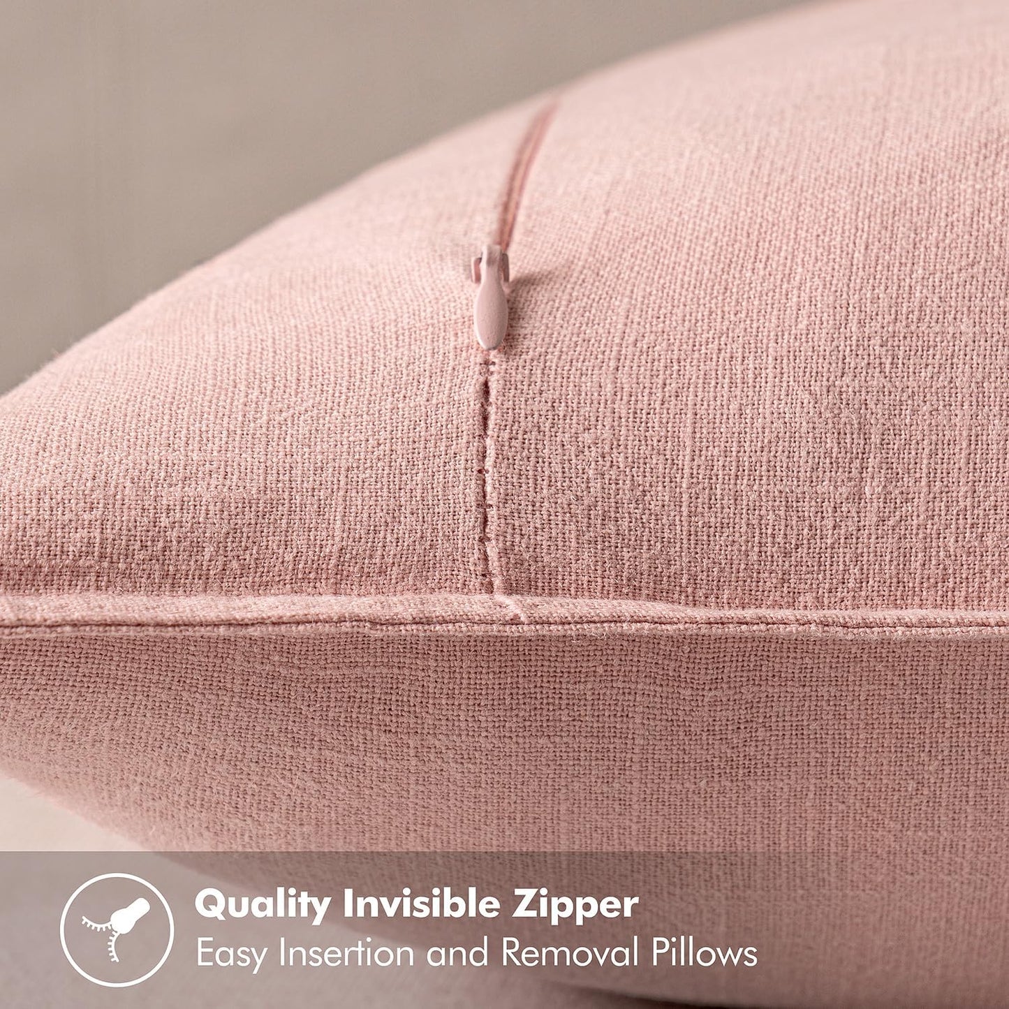 MIULEE Decorative Linen Pillow Covers 20x20 Inch Pink Boho Farmhouse Neutral Couch Throw Pillows for Bed Pack of 2 Accent Modern Pillowcase Sofa Livingroom Home Decor