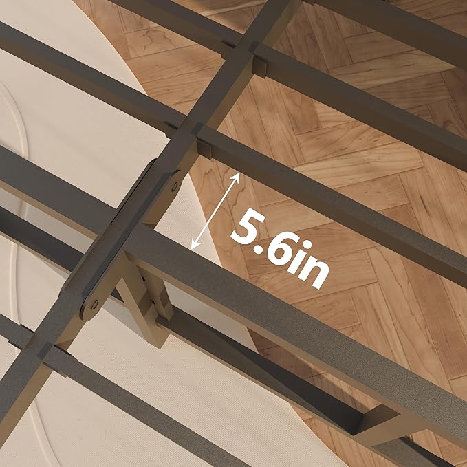 FUIOBYVV Full Size Bed Frame, 14 Inch Heavy Duty Metal Platform Bed Frame Full Support Up to 3500 lbs, No Box Spring Needed,Headboard Holes,Steel Slat Support,Noise Free,Easy Assembly