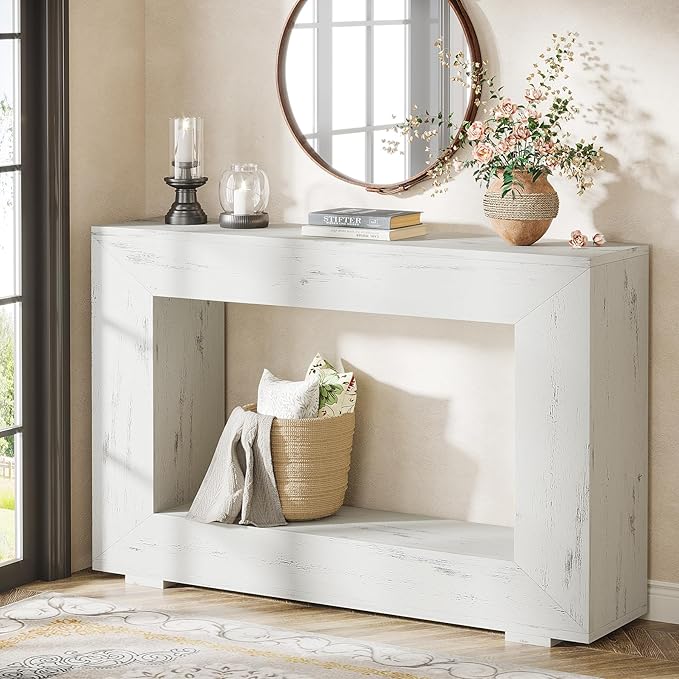 Tribesigns Farmhouse Console Table, 47 Inches Entryway Console Table with Storage, Industrial Hallway Accent Table for Living Room, Entrance