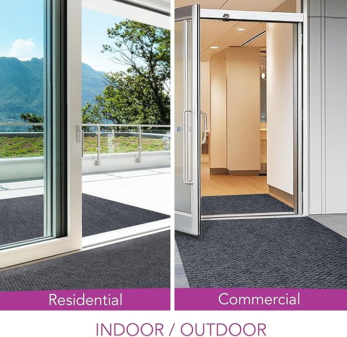 iCustomRug Spartan Weather Warrior Indoor/Outdoor Utility Berber Loop Carpet Runner with Non-Slip Thermoplastic Rubber Backing, 3ft X 20ft in Charcoal