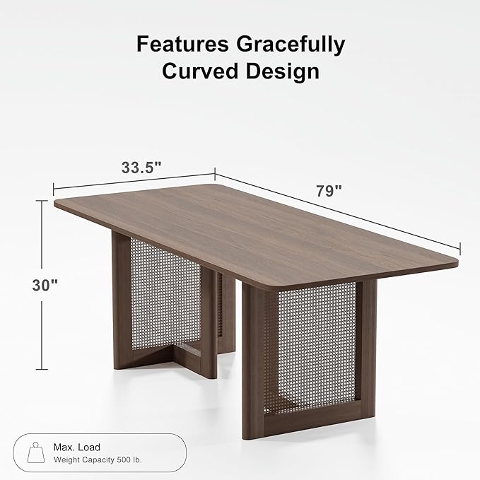 Casaphoria 67" Dining Table, Modern Kitchen Table for 4-6, Farmhouse Style with Rectangular Top & V Shape Legs, Easy Assembly for Living Room, Kitchen, Bar, Walnut