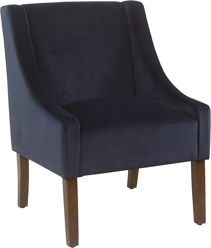 Homepop Home Decor | Upholstered Classic Swoop Arm Accent Chair | Accent Chairs for Living Room & Bedroom | Decorative Home Furniture, Navy