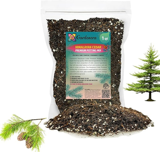 Premium Himalayan Cedar Potting Soil Mix - Perfect Balance of Nutrients, Drainage, and Aeration for Healthy Cedar Trees - 1 Quart