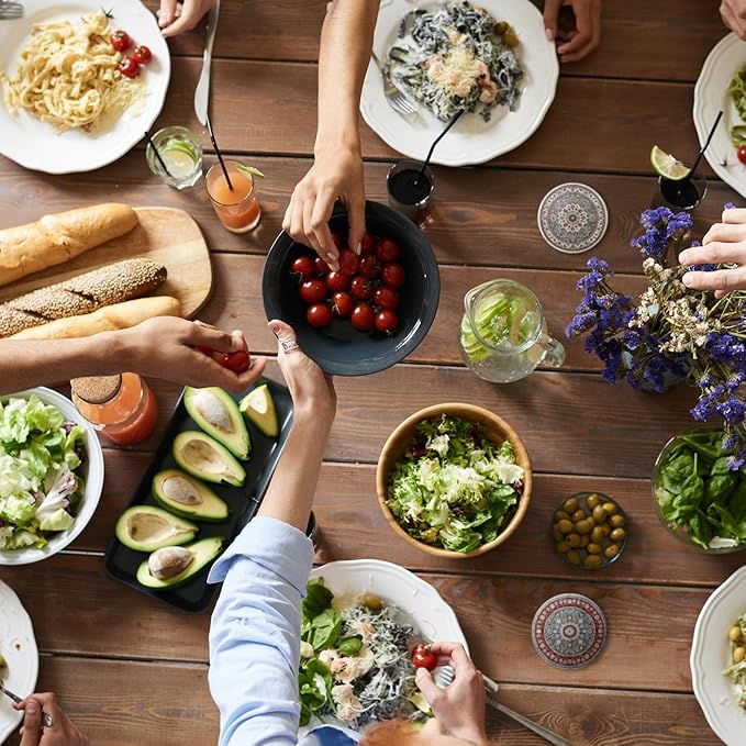 Trillionn 12 Pack Felt Cup Coasters for Drink, Absorbent Coasters for Coffee, Ethnic Pattern Design