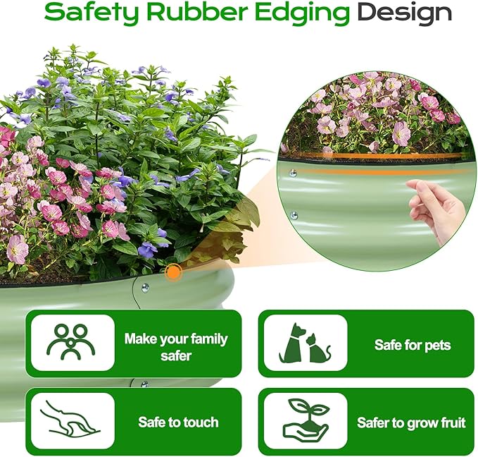 Aoodor 2 Pack 9" Tall 30" Metal Raised Garden Bed, Outdoor Planter Box and Raised Garden Kit for Vegetables, Flowers, Arugula and Herbs, Olive Green