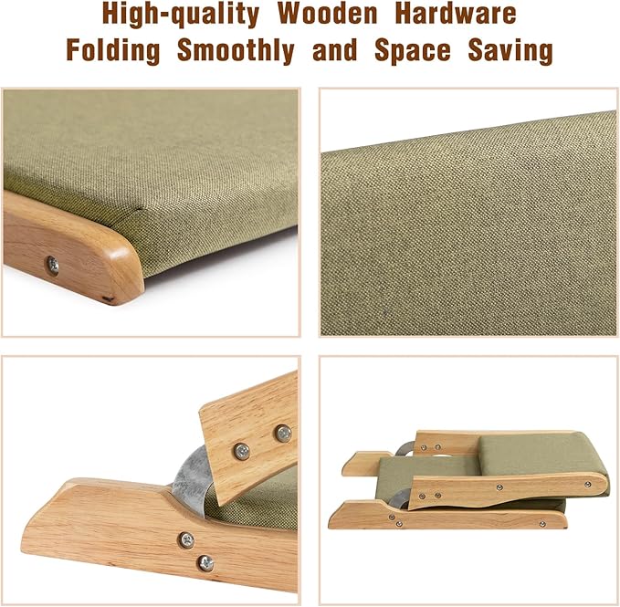 HollyHOME Foldable Japanese Style Floor Chair with Back Support, Tatami Chair with Cushion, Meditation Seat for Bay Window, Living Room, Bedroom, Dark Grey