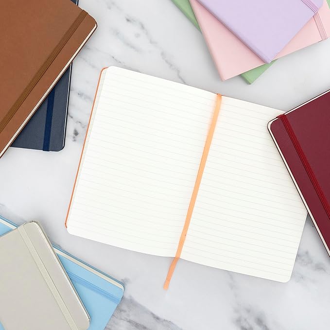 PAPERAGE Lined Journal Notebook, (Light Grey), 160 Pages, Medium 5.6 in x 8 in - 100 GSM Thick Paper – Hardcover Journaling Notebook for Work, School & Note Taking