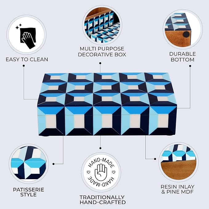 Handicrafts Home Handmade Patisserie Collection Decorative Jewelry Box Organizer – Keepsakes, Trinkets, and Home Decor – Antique Coffee Table Storage, Memory Box, Farmhouse Style Decor Modern, 8x5x2