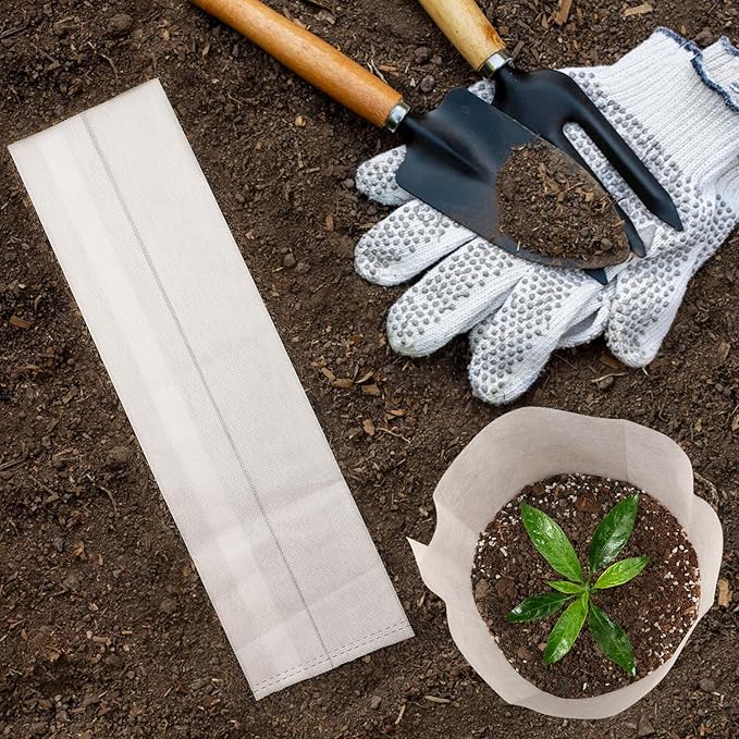 Nursing Growing Pouch, 200 PCS 7.8 x 13.7 Inches Breathable Non-Woven Plants Nursery Grow Bags, Aeration Fabric Seedling Pots Container for Vegetable, Flower, Plant Grow, White